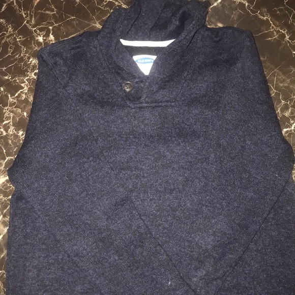 Boys cowl neck blue sweater with one button - Picture 3 of 4